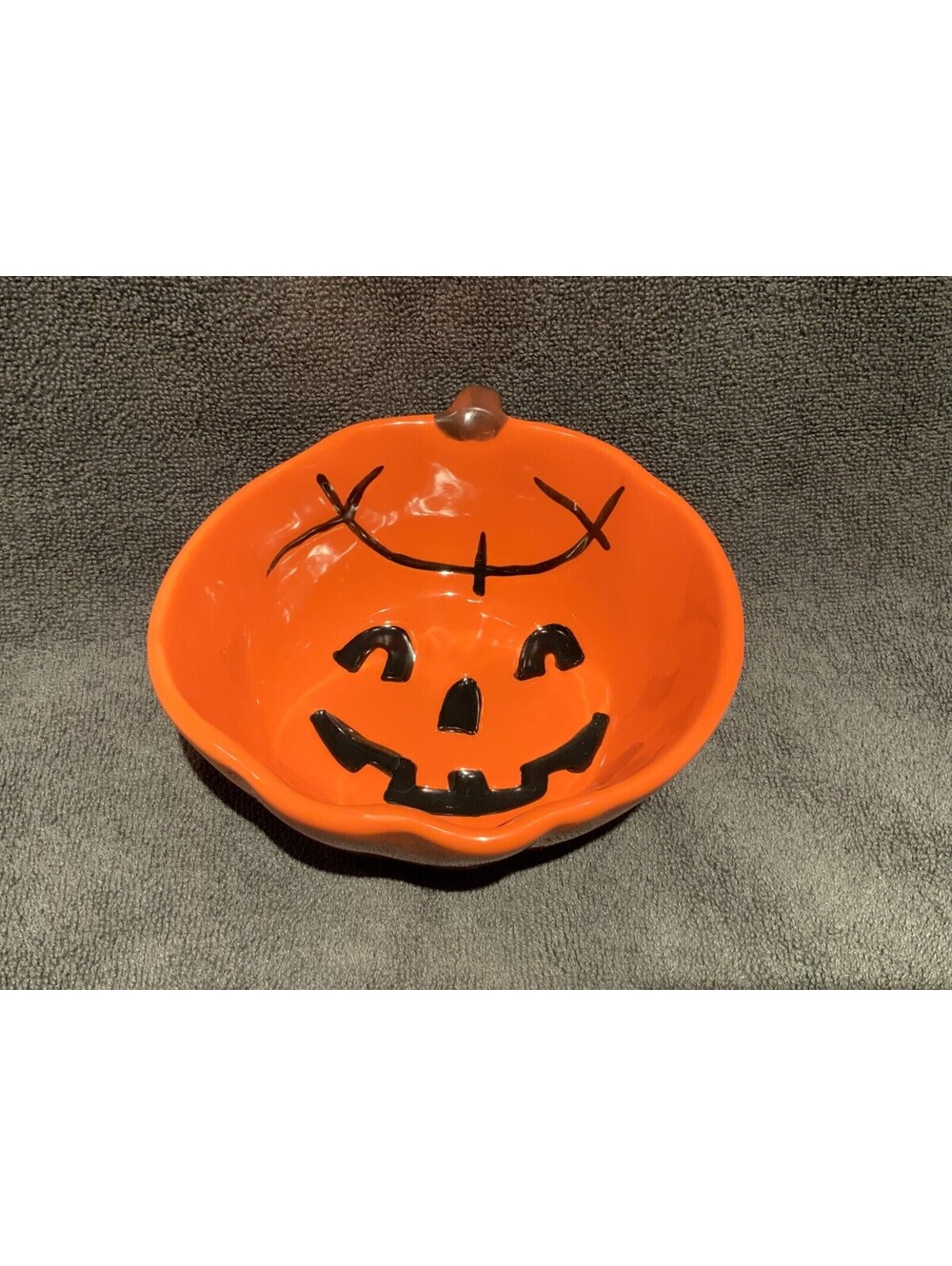 Pottery Barn Orange Halloween Jack O Lantern Pumpkin 12oz. Candy/Snack Dish